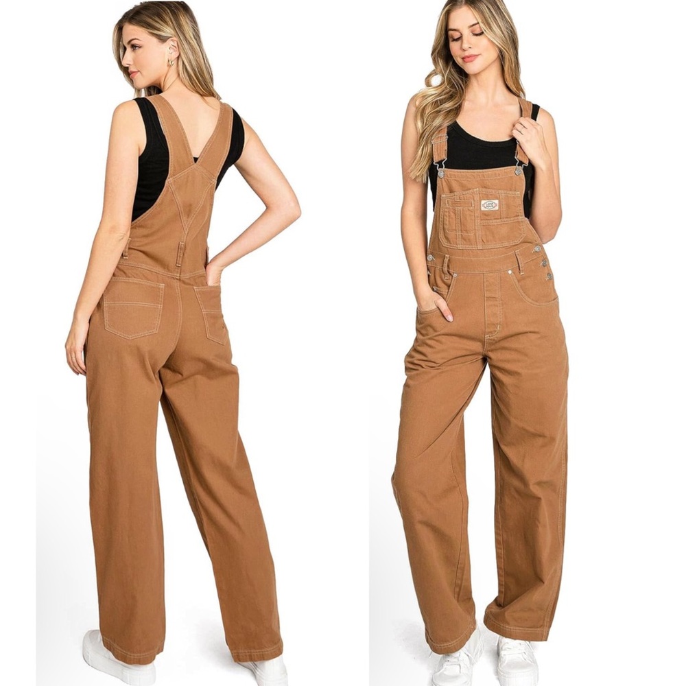 Women's Brown Denim Overalls